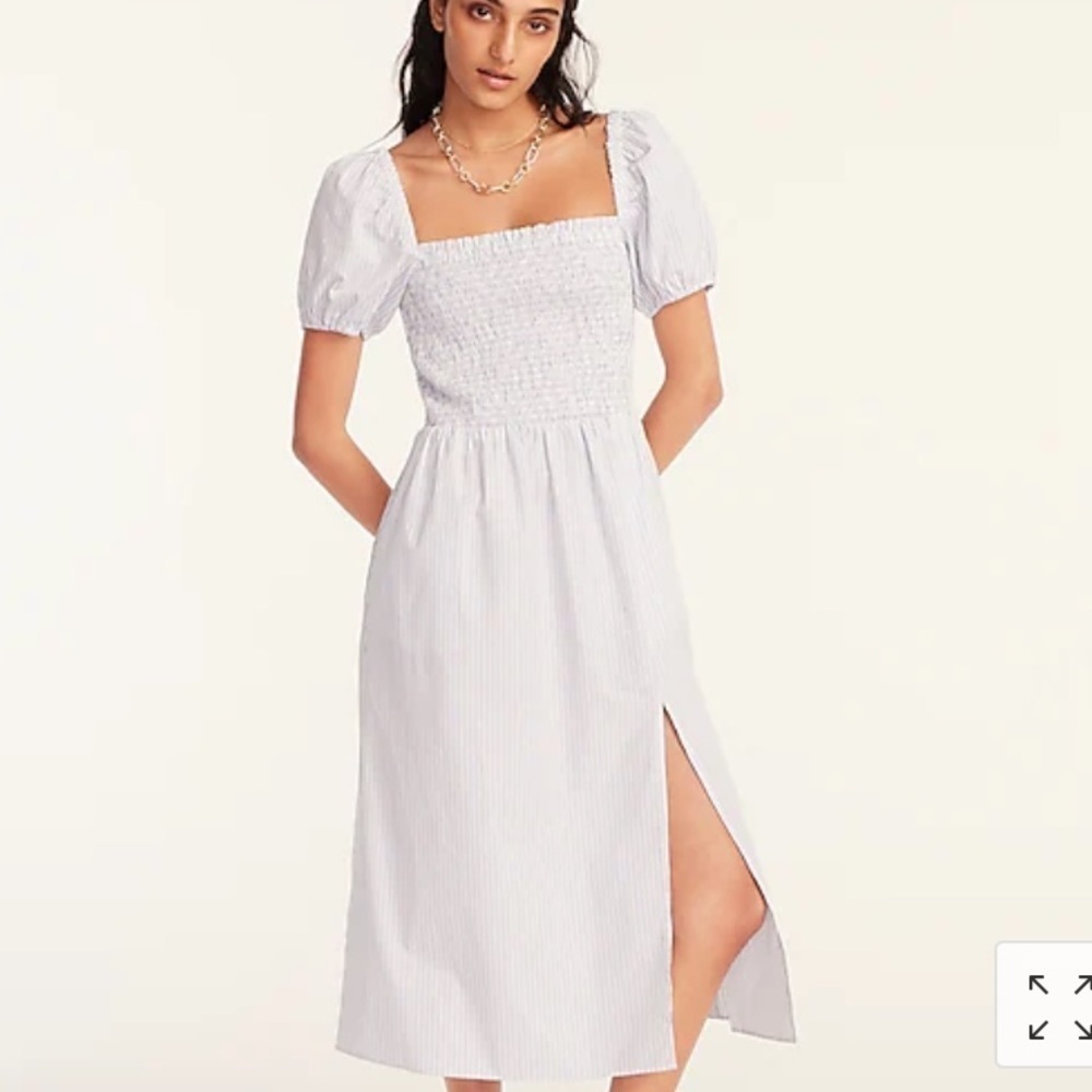 J Crew Short-sleeve smocked dress in stripe BG456